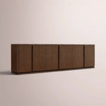 Liromelle Emperador Media Console — BROWN OAK-BROWN MARBLE / 6-DOOR 96