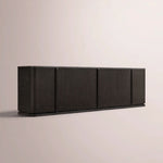 Liromelle Emperador Media Console — BLACK OAK-BLACK MARBLE / 6-DOOR 96