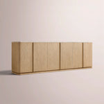 Liromelle Emperador Media Console — LIGHT BRUSHED OAK / CREMA EMPERADOR MARBLE / 6-DOOR 96