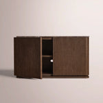 Liromelle Emperador Media Console — BROWN OAK-BROWN MARBLE / 2-DOOR 48