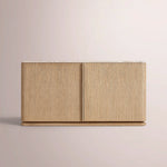 Liromelle Emperador Media Console — LIGHT BRUSHED OAK / CREMA EMPERADOR MARBLE / 2-DOOR 48