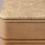 Liromelle Emperador Closed Nightstand — NATURAL BRUSHED OAK / GOLD EMPERADOR MARBLE / 32