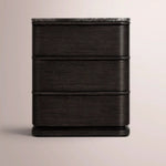 Liromelle Emperador Closed Nightstand — BLACK BRUSHED OAK / BLACK EMPERADOR MARBLE / 20