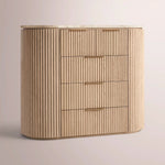 Sopravelle Emperador Tall Drawer Dresser — LIGHT BRUSHED OAK / CREMA MARBLE / 50
