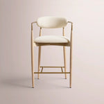 Vavelle Fabric Bar & Counter Stool — GREIGE OAK / BRASS