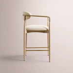 Vavelle Fabric Bar & Counter Stool — GREIGE OAK / BRASS