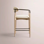 Vavelle Fabric Bar & Counter Stool — GREIGE OAK / BRONZE