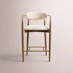 Vavelle Fabric Bar & Counter Stool — BROWN OAK / BRASS