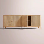 Luvoriel Reeded Sideboard — LIGHT OAK / 4 DOOR 84