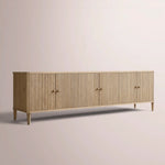 Luvoriel Reeded Media Console — GREIGE OAK / 6-DOOR 96