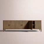 Luvoriel Reeded Media Console — BROWN OAK / 6-DOOR 96