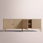 Luvoriel Reeded Media Console — GREIGE OAK / 4-DOOR 84