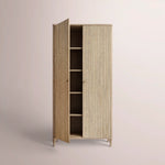 Luvoriel Reeded Cabinet — GREIGE OAK