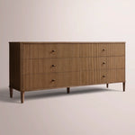 Luvoriel Reeded Drawer Dresser — BROWN OAK / 6-DRAWER