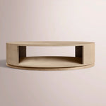 Liromelle Shagreen Round Open Coffee Table — TAUPE SHAGREEN/GREIGE BRUSHED OAK / 60