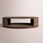 Liromelle Shagreen Round Open Coffee Table — MOCHA SHAGREEN/BROWN BRUSHED OAK / 60