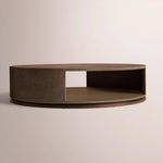 Liromelle Shagreen Round Open Coffee Table — MOCHA SHAGREEN/BROWN BRUSHED OAK / 60