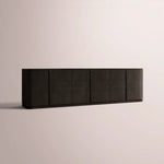 Liromelle Shagreen Sideboard — EBONY SHAGREEN/BLACK BRUSHED OAK / 6-DOOR 96