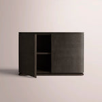 Liromelle Shagreen Sideboard — EBONY SHAGREEN/BLACK BRUSHED OAK / DOOR 48