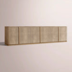 Liromelle Shagreen Media Console — TAUPE SHAGREEN/GREIGE BRUSHED OAK / 6-DOOR 96
