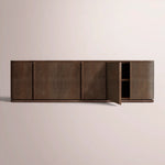 Liromelle Shagreen Media Console — MOCHA SHAGREEN/BROWN BRUSHED OAK / 6-DOOR 96