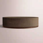 Liromelle Shagreen Round Plinth Coffee Table — MOCHA SHAGREEN/BROWN BRUSHED OAK / 60