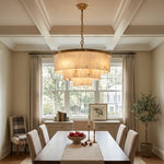 Rectangular Alabaster Tiered Round Chandelier