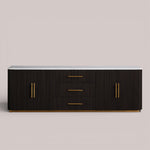 Favera Plinth Sideboard with Drawers — EBONY / CARRARA