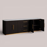 Favera Plinth Sideboard with Drawers — EBONY / CARRARA