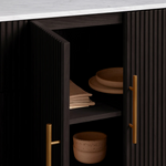 Favera Plinth Sideboard with Drawers — EBONY / CARRARA