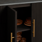 Favera Plinth Sideboard with Drawers — EBONY / BLUESTONE