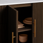 Favera Plinth Sideboard with Drawers — MOCHA / CARRARA