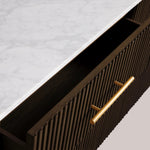 Favera Plinth Sideboard with Drawers — MOCHA / CARRARA