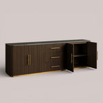 Favera Plinth Sideboard with Drawers — MOCHA / BLUESTONE