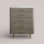 Favera Five-Drawer Dresser — SMOKE / CARRARA