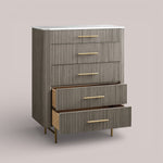 Favera Five-Drawer Dresser — SMOKE / CARRARA