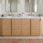 Ethoria Double Vanity — GREIGE OAK / CARRARA / OVAL