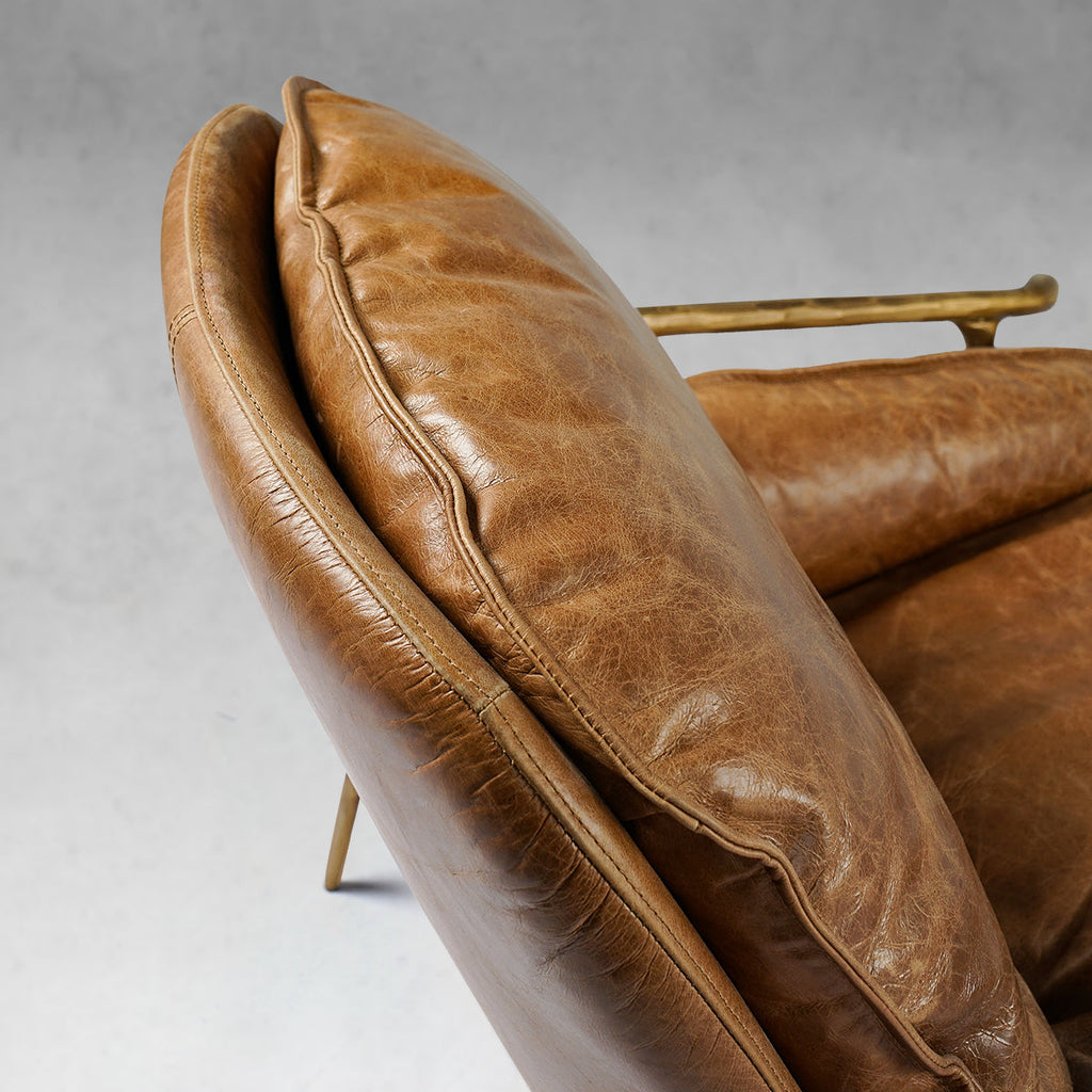 Axton Forge Brown Leather Accent Chairs For Living Reading Room