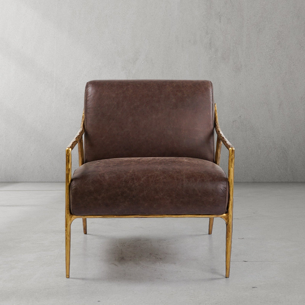 Axton Forge Brown Leather Accent Chair for Living Room