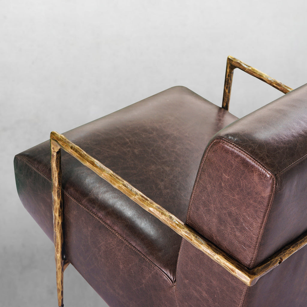 Axton Forge Genuine Brown Leather Accent Chair For Living Room