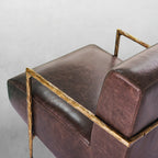 Axton Forge Genuine Brown Leather Accent Chair For Living Room