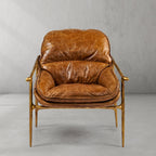 Axton Forge Brown Leather Accent Chairs For Living Reading Room