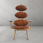 Thaddeus High Back Brown Leather Lounge Accent Chair