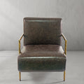 Axton Forge Genuine Brown Leather Accent Chair For Living Room