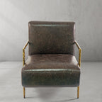 Axton Forge Genuine Brown Leather Accent Chair For Living Room