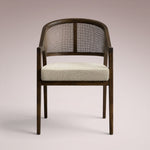 Aylora Dining Arm Chair — MOCHA & PROMISE ECRU