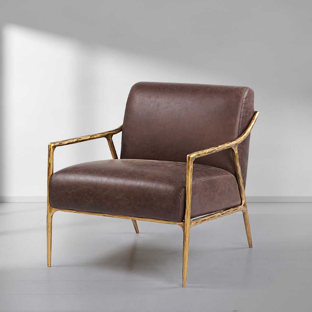 Axton Forge Brown Leather Accent Chair for Living Room