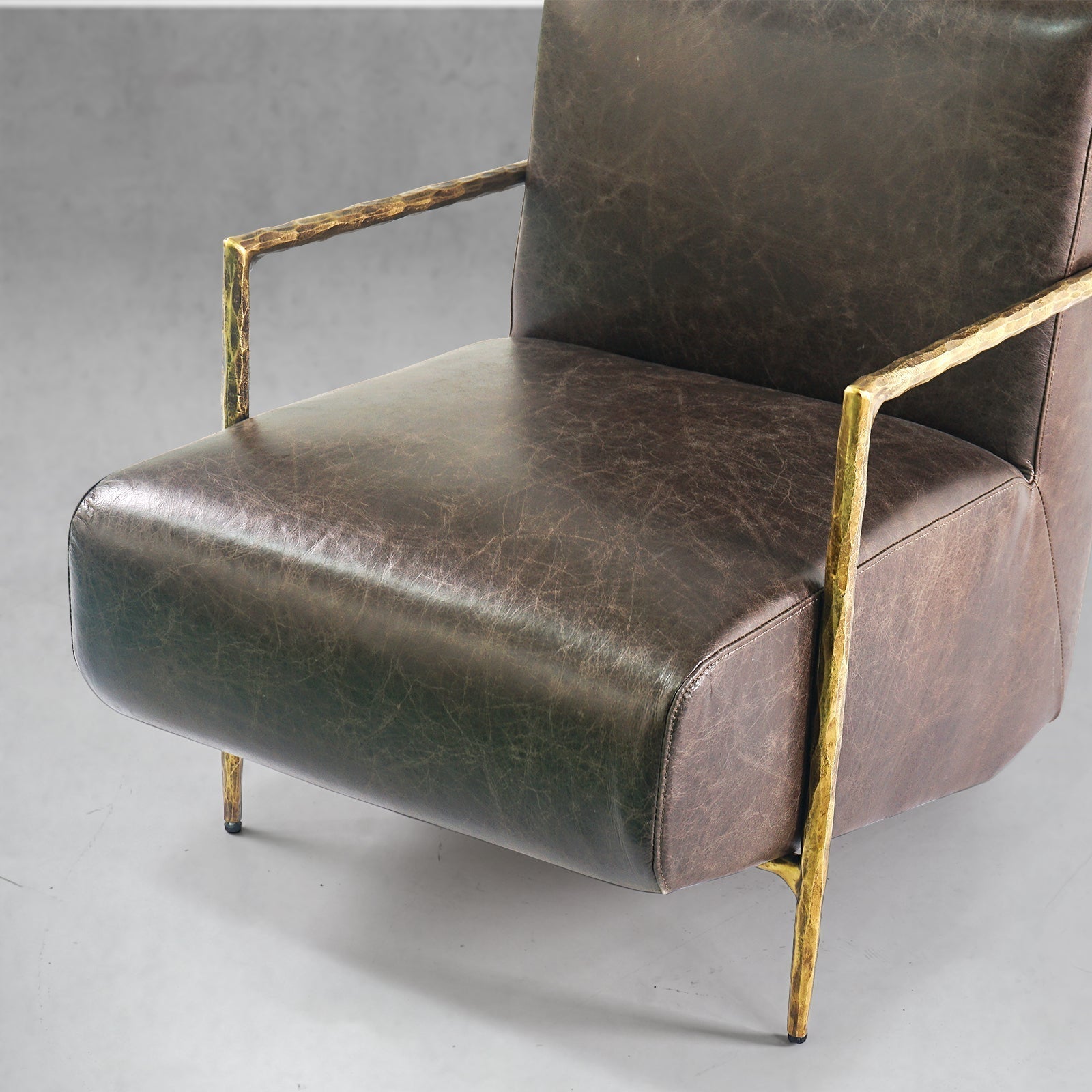 Axton Forge Genuine Brown Leather Accent Chair For Living Room