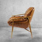 Axton Forge Brown Leather Accent Chairs For Living Reading Room