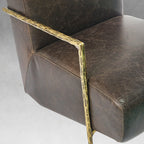 Axton Forge Genuine Brown Leather Accent Chair For Living Room